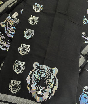 Garjanam  2.0- Black Single Dhothi/Mundu silver