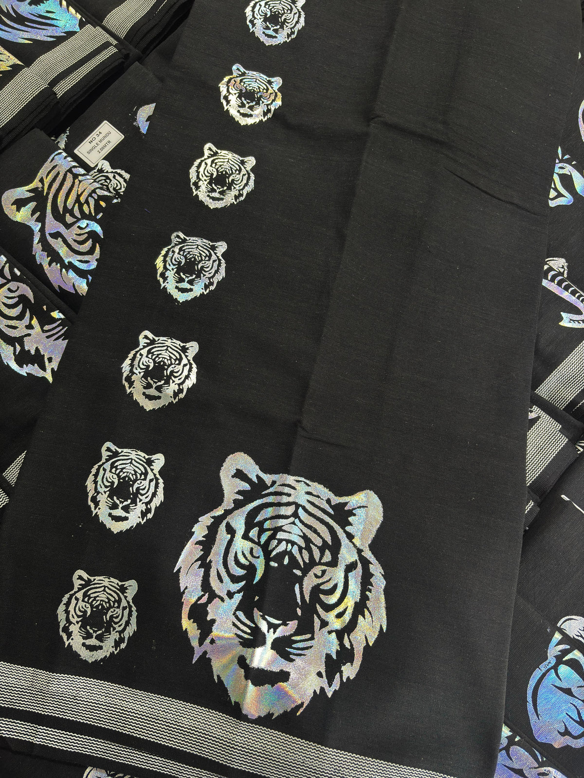Garjanam  2.0- Black Single Dhothi/Mundu silver