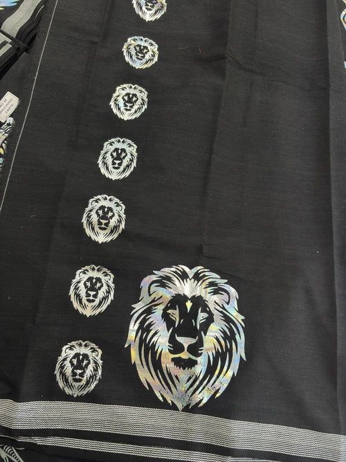Garjanam  2.0- Black Single Dhothi/Mundu silver