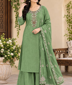 Elegant 3-Piece Chanderi Silk Set