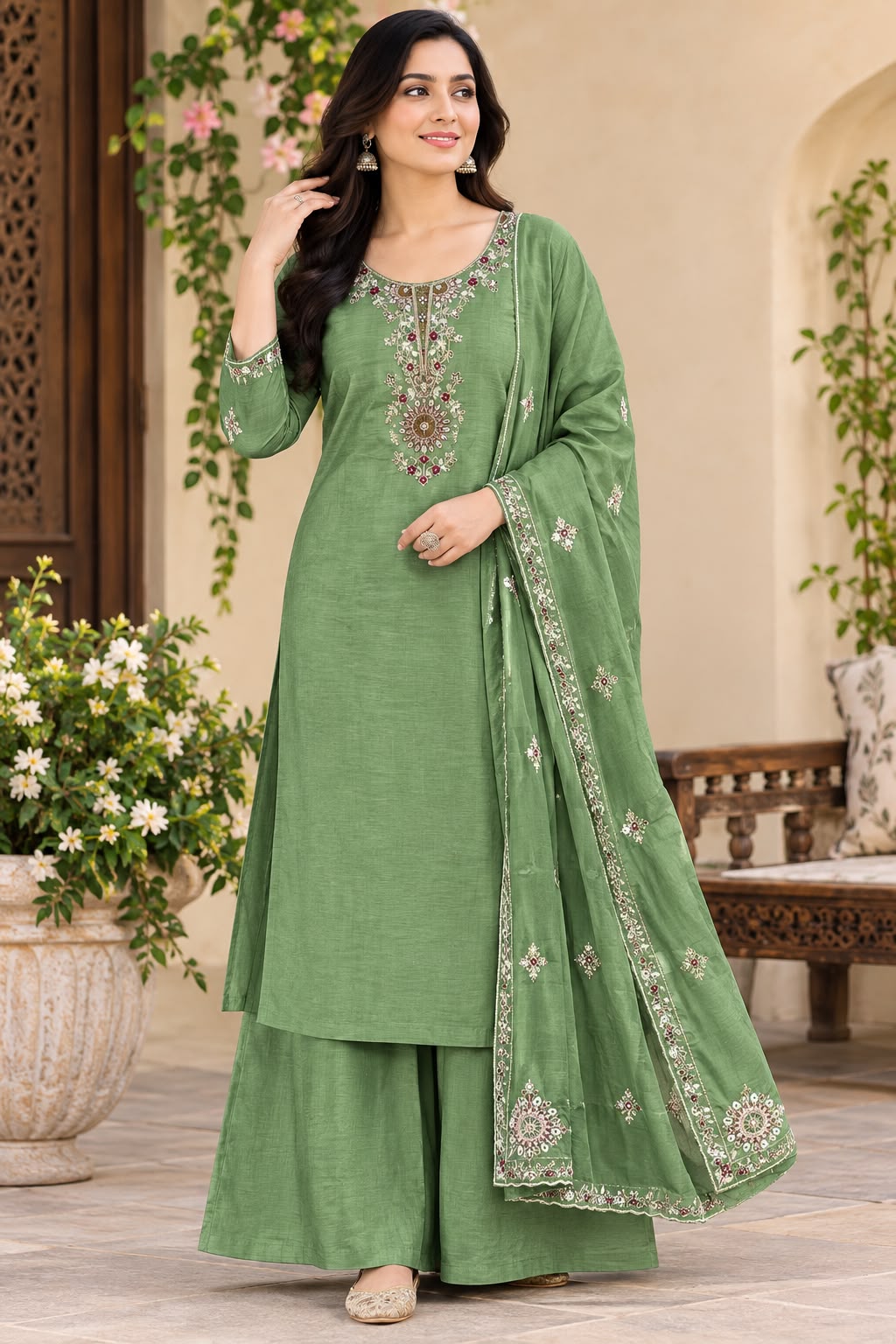 Elegant 3-Piece Chanderi Silk Set