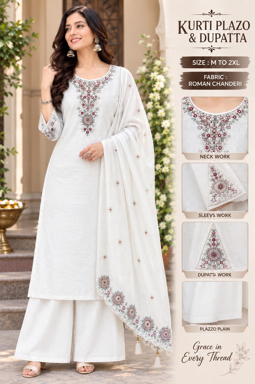 Elegant 3-Piece Chanderi Silk Set