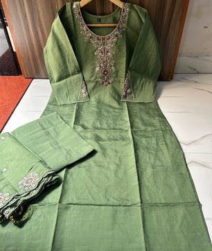 Elegant 3-Piece Chanderi Silk Set