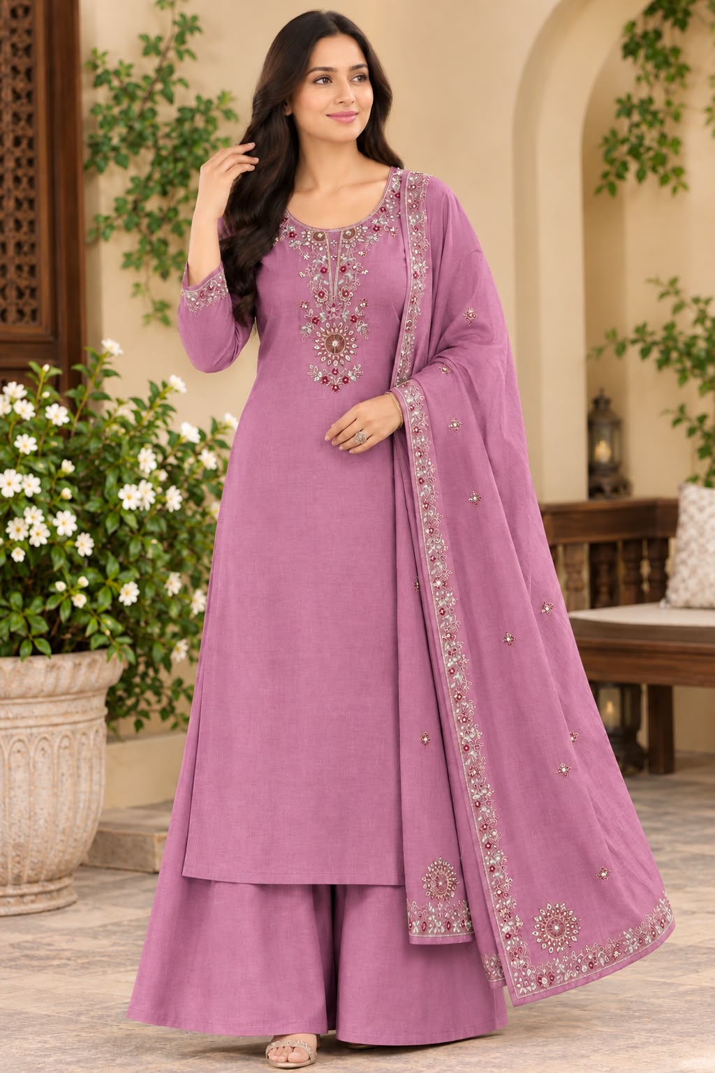 Elegant 3-Piece Chanderi Silk Set
