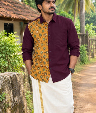 Premium Cotton Azrakh Shirt with Mundu Combo