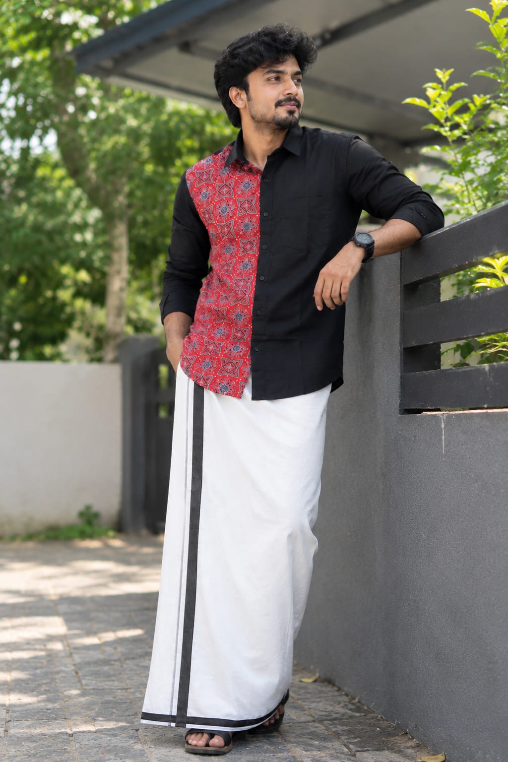 Premium Cotton Azrakh Shirt with Mundu Combo