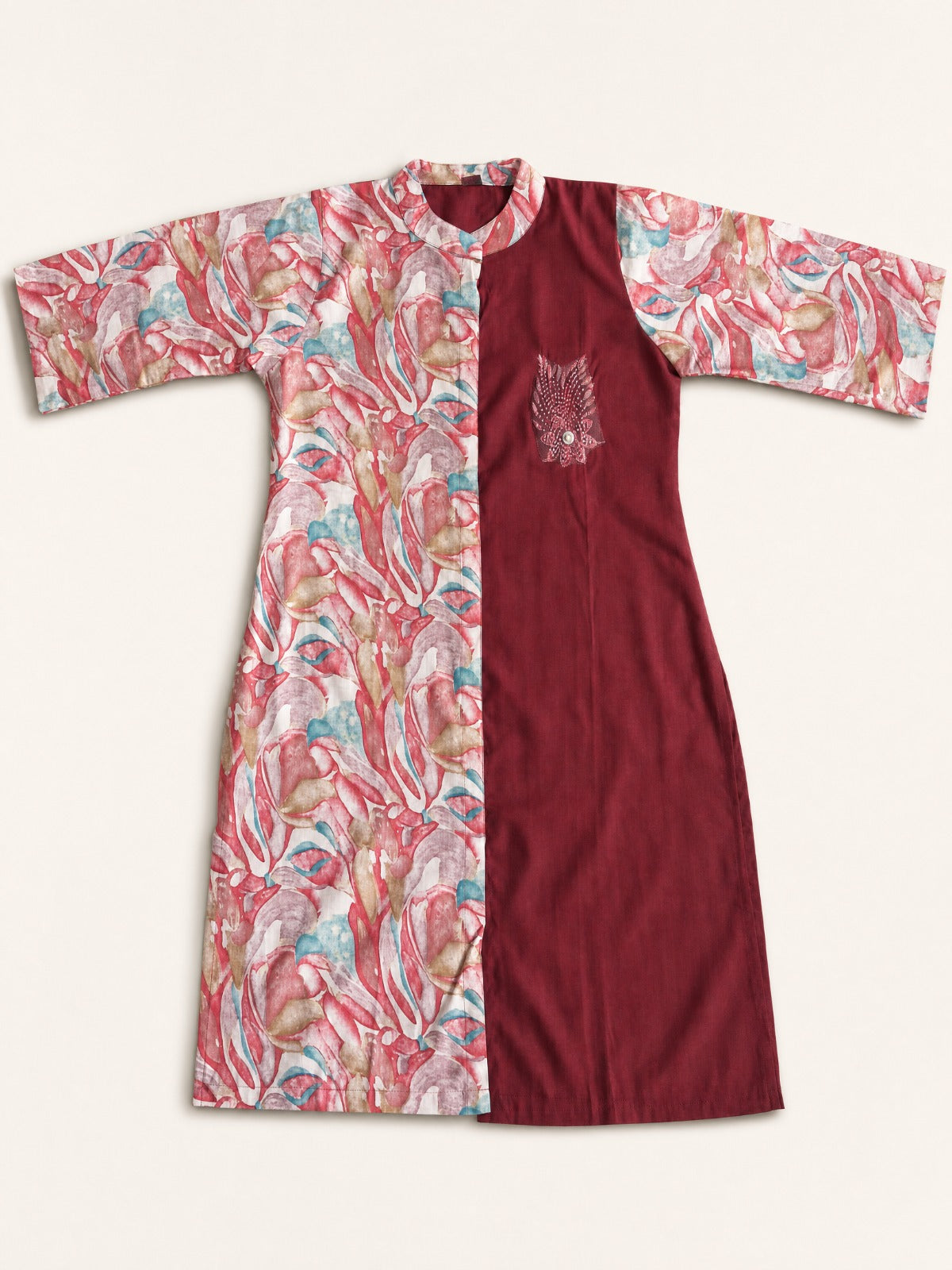 Maroon Checkered Linen 2-Piece Suit